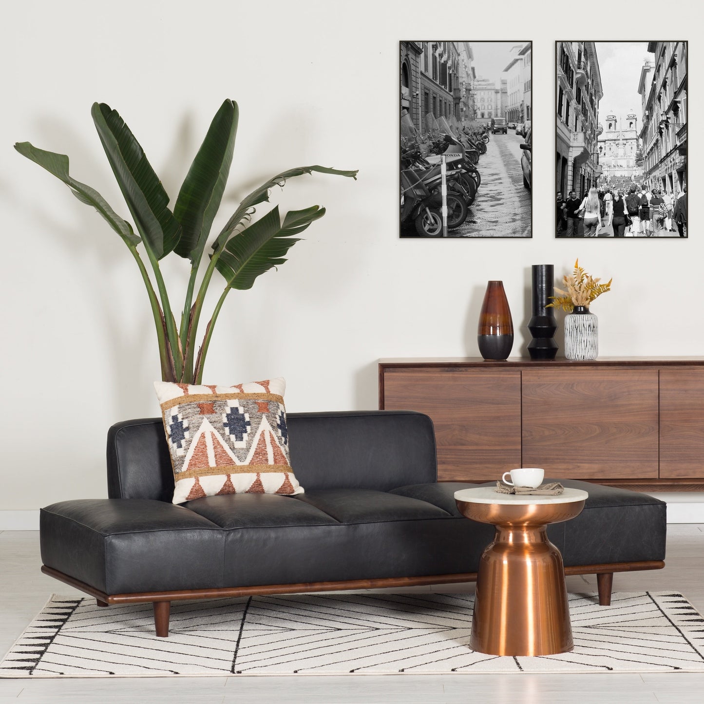 Divano letto Jasper in Poly &amp; Bark - Vera pelle italiana pieno fiore