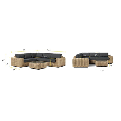 Poly &amp; Bark Puglia Set angolare per esterni/patio con tavolino da caffè
