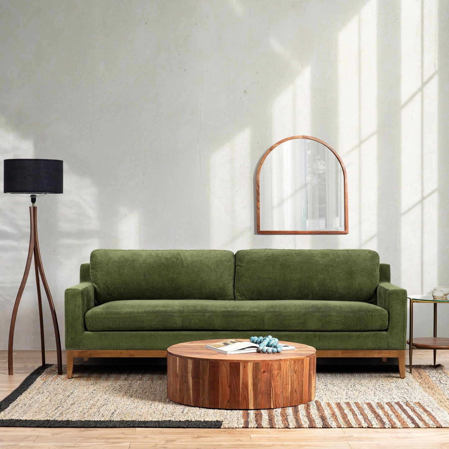 Divano Poly &amp; Bark Zyon 90 in velluto verde anticato