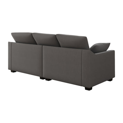 Divano a 3 posti in poliestere con cuscini e gambe in legno