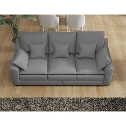 Divano a 3 posti in poliestere con cuscini e gambe in legno