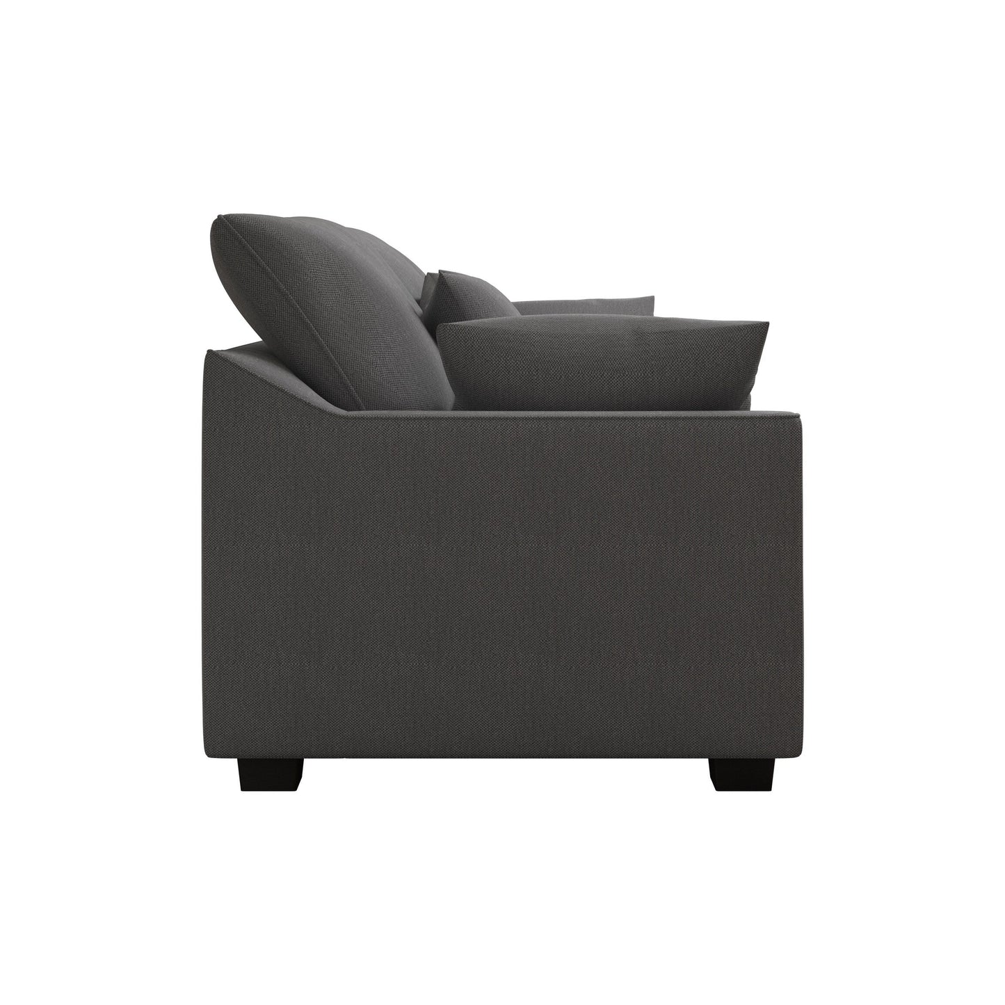 Divano a 3 posti in poliestere con cuscini e gambe in legno