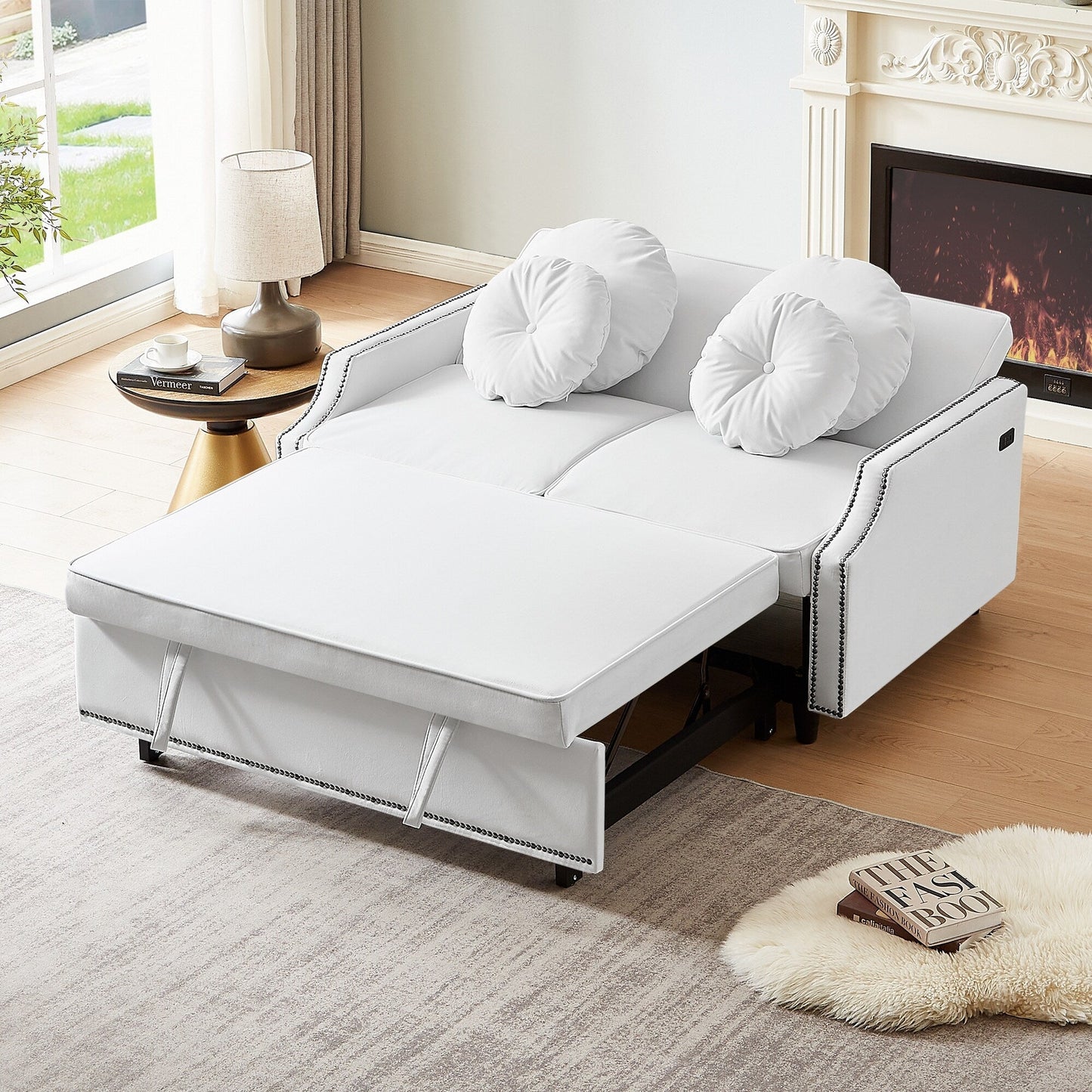 Divano letto regolabile in poliestere con porte USB