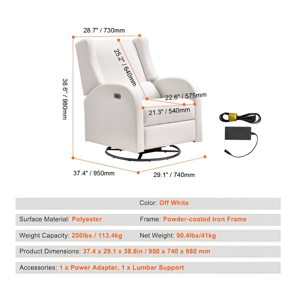 Poltrona reclinabile in poliestere, girevole, ergonomica ed elettrica
