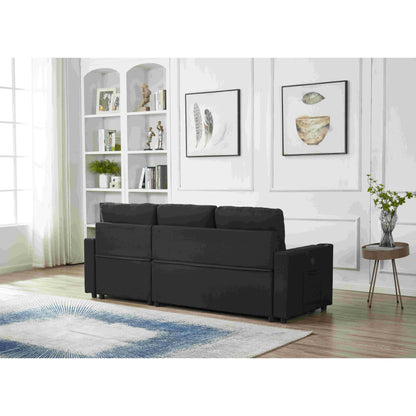 Divano componibile in lino, chaise longue reversibile con letto estraibile