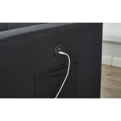 Divano componibile in lino, chaise longue reversibile con letto estraibile