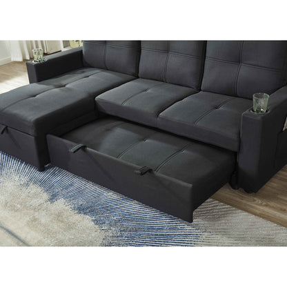 Divano componibile in lino, chaise longue reversibile con letto estraibile