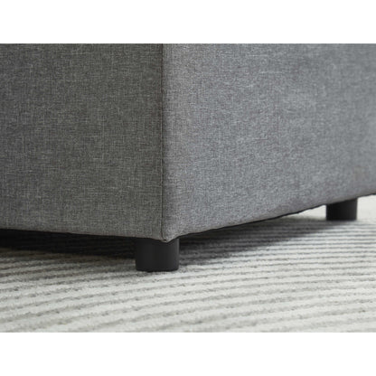 Divano componibile in lino, chaise longue reversibile con letto estraibile