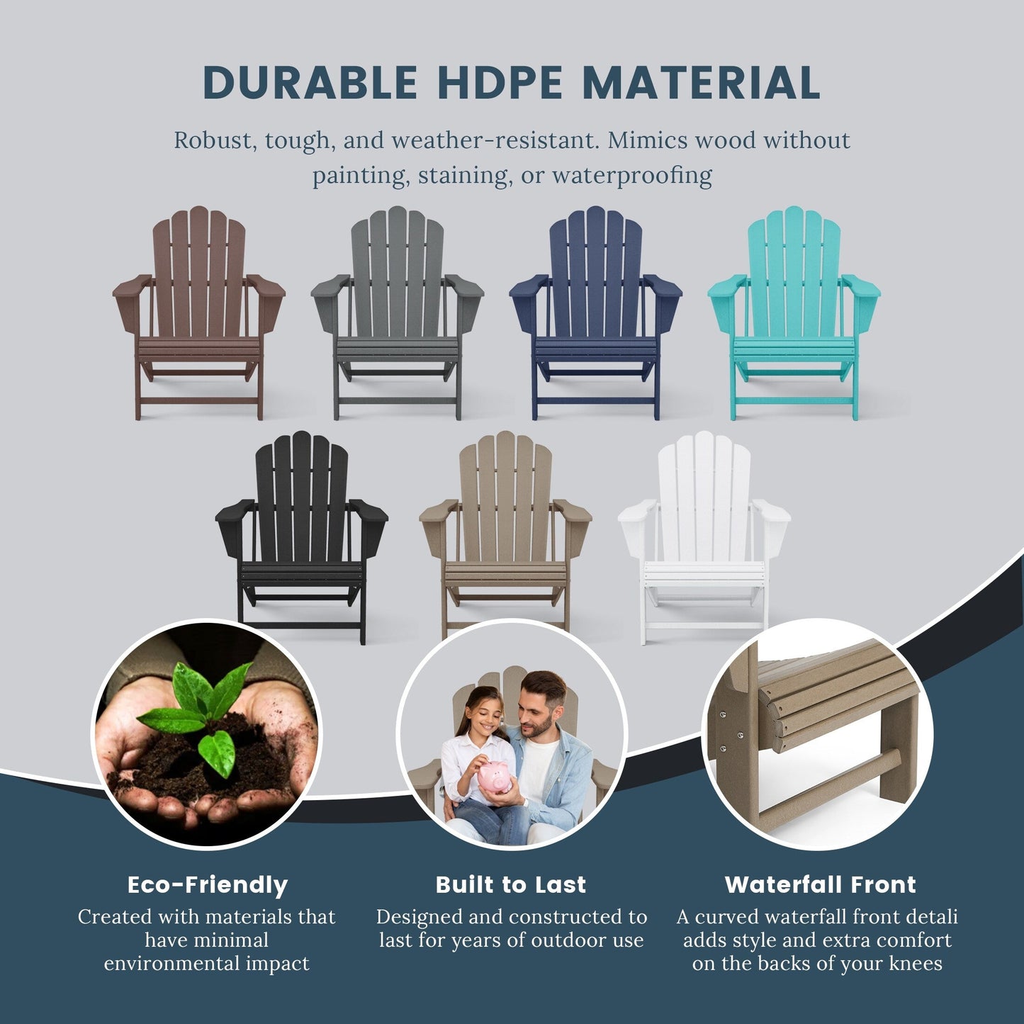 Set di 4 sedie Adirondack da esterno Polytrends Aderson con pouf