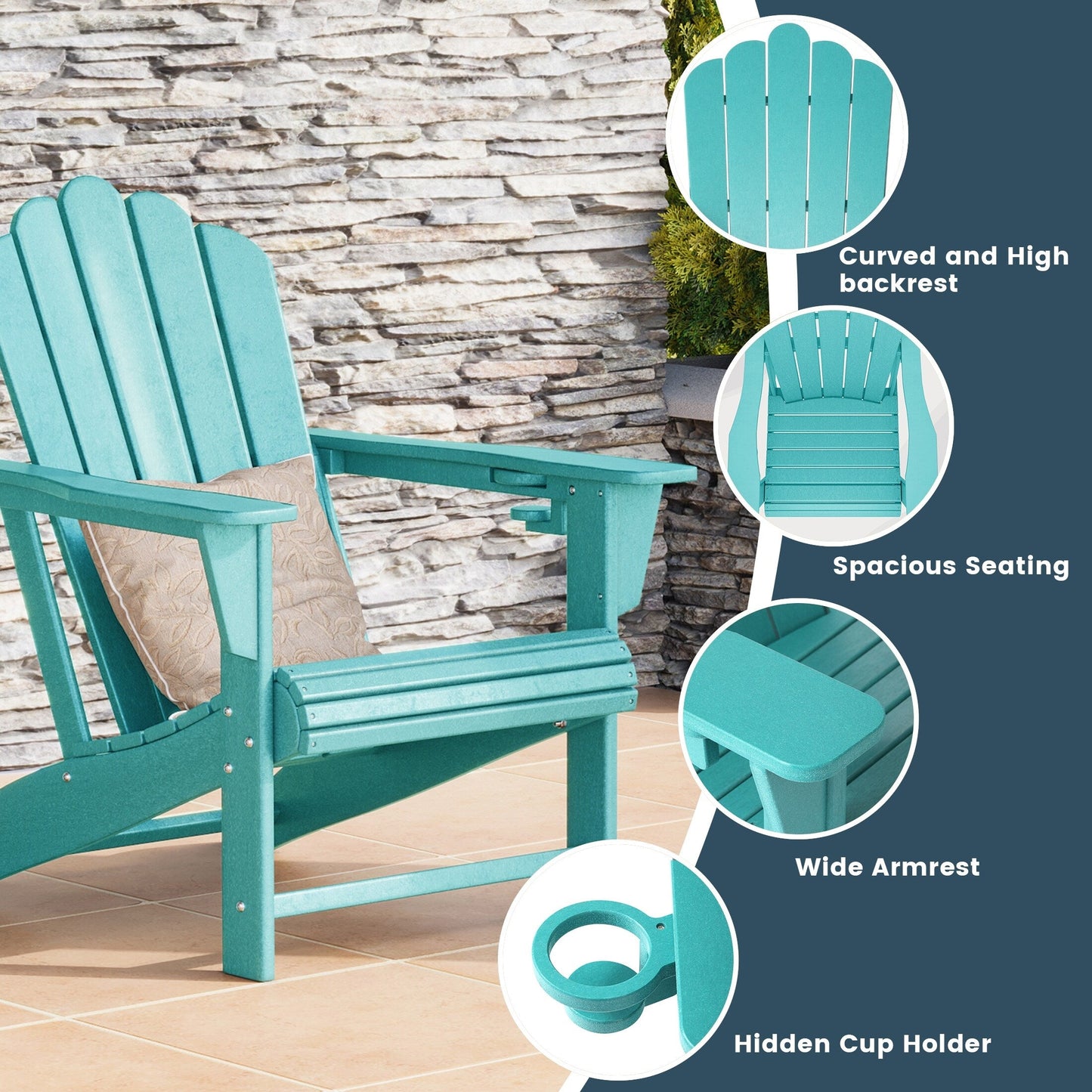 Set di 4 sedie Adirondack da esterno Polytrends Aderson con pouf