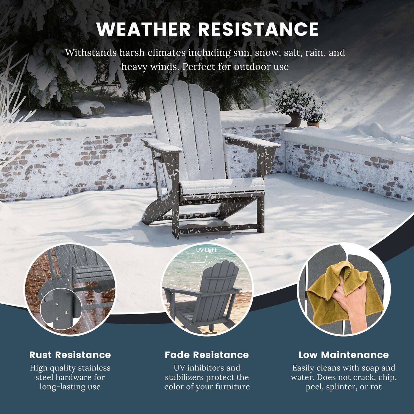 Set di 4 sedie Adirondack da esterno Polytrends Aderson con pouf