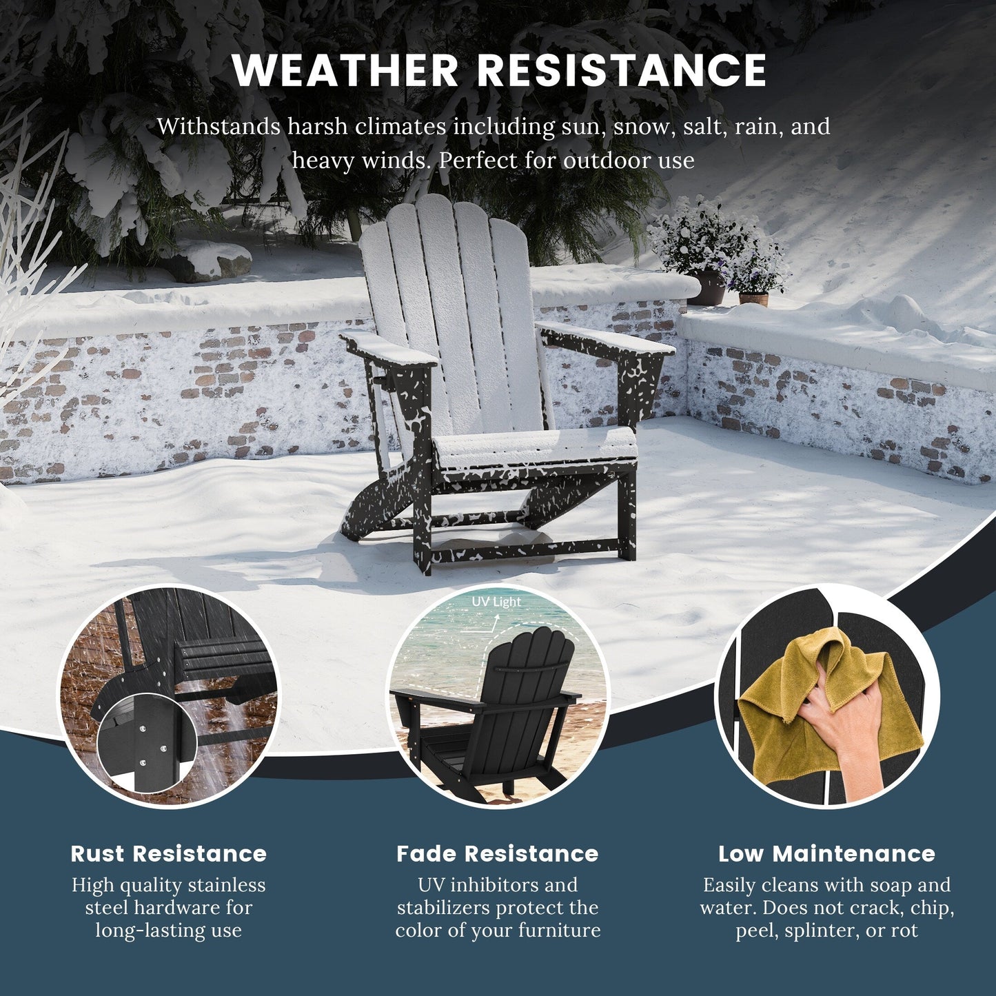 Set di 4 sedie Adirondack da esterno Polytrends Aderson con pouf