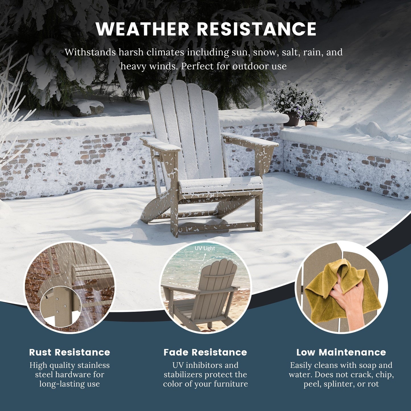 Set di 4 sedie Adirondack da esterno Polytrends Aderson con pouf