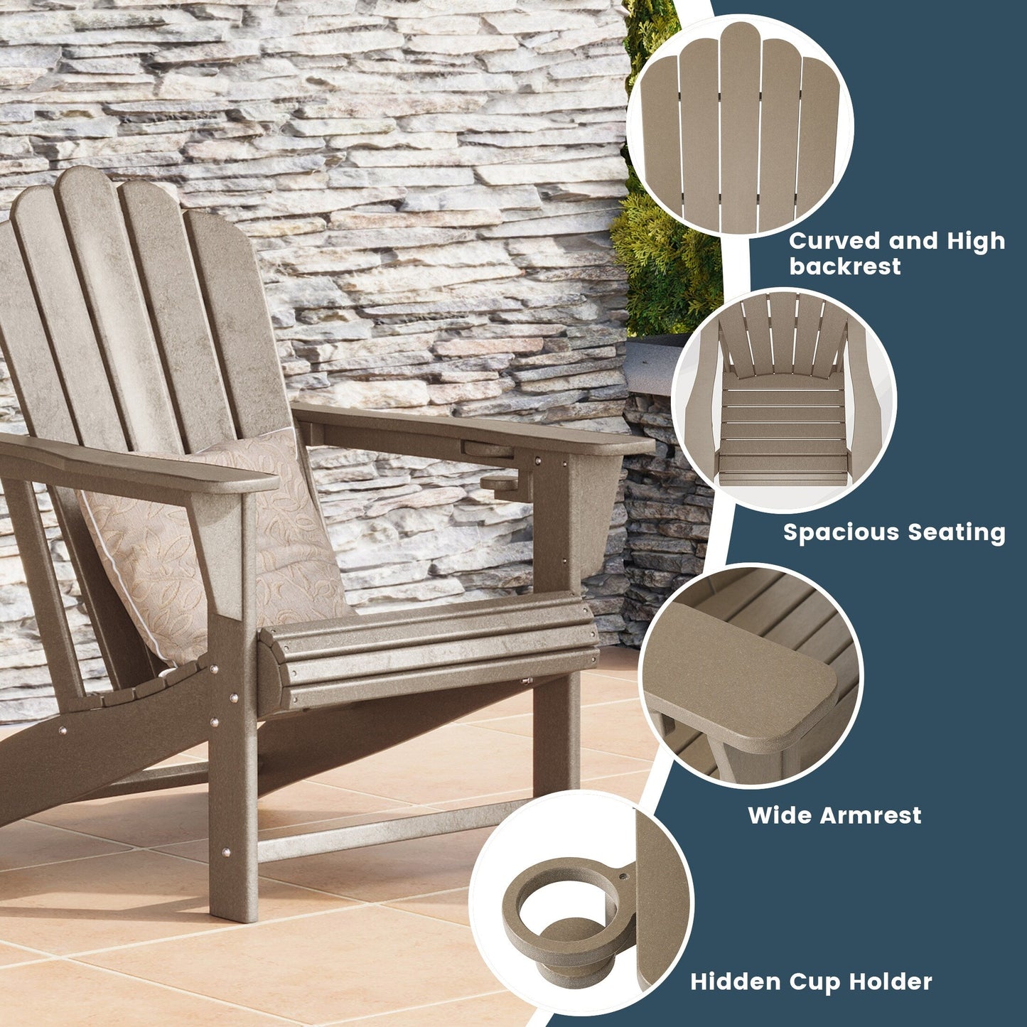 Set di 4 sedie Adirondack da esterno Polytrends Aderson con pouf