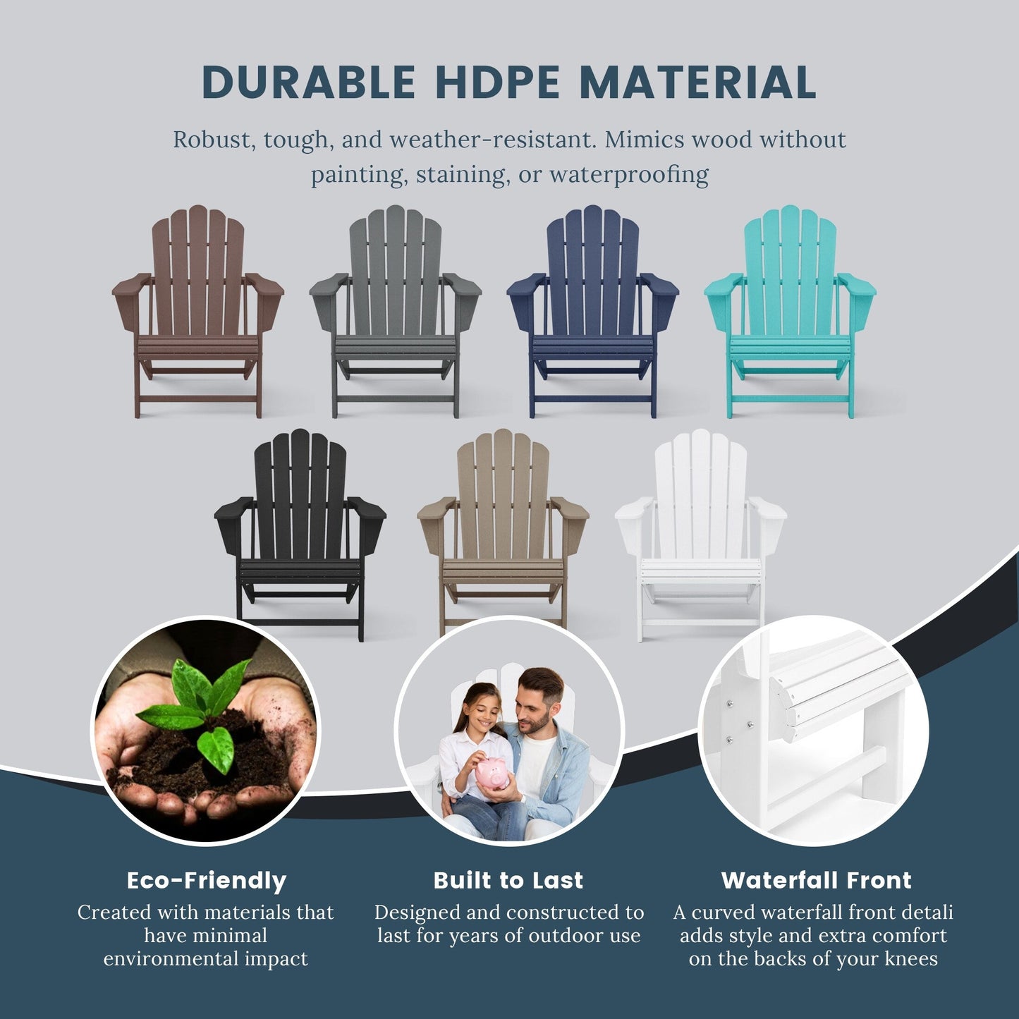 Set di 4 sedie Adirondack da esterno Polytrends Aderson con pouf