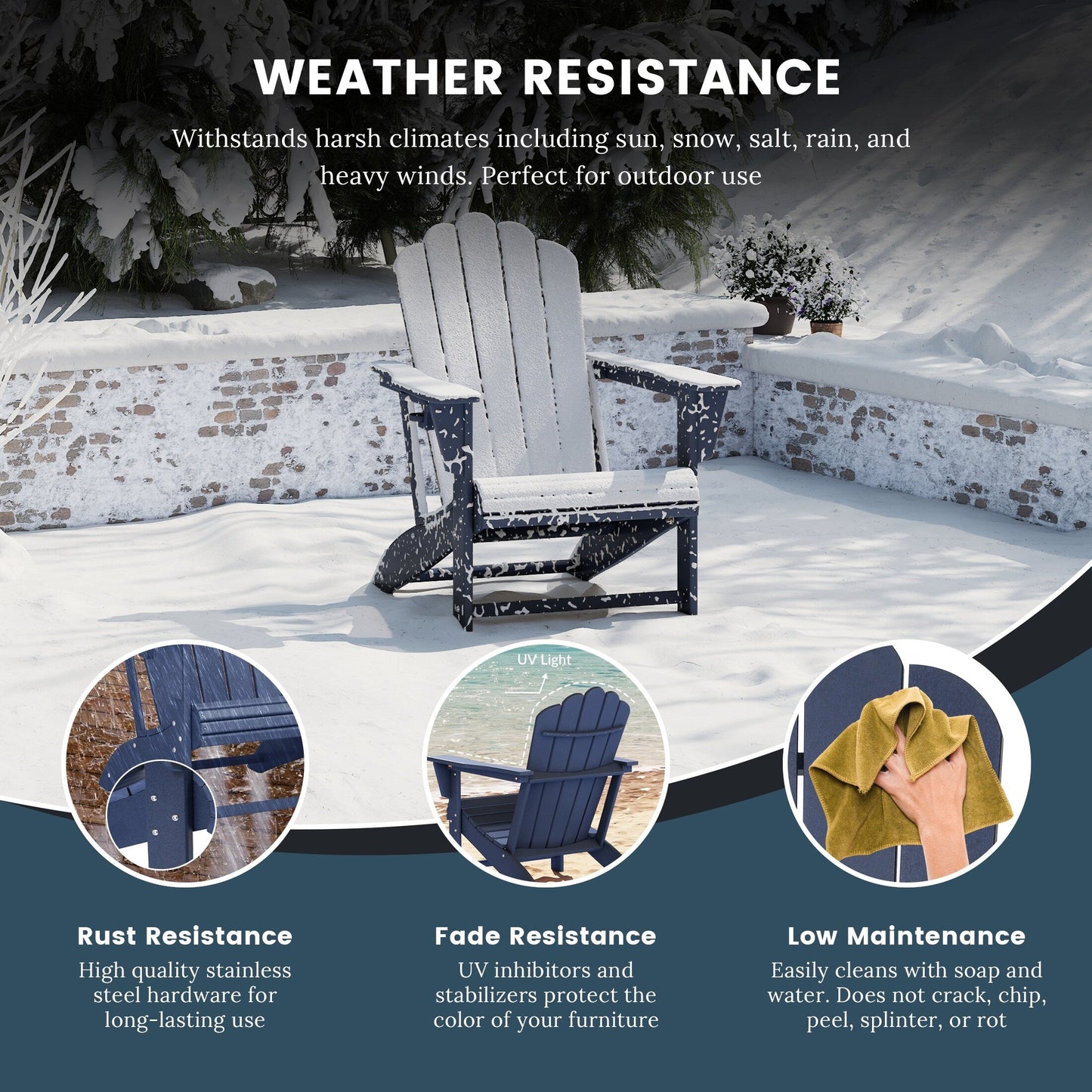 Set di 4 sedie Adirondack da esterno Polytrends Aderson con pouf