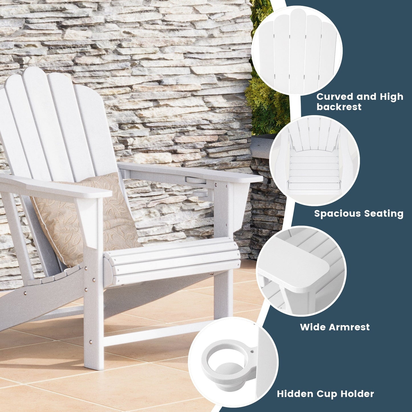 Set di 4 sedie Adirondack da esterno Polytrends Aderson con pouf
