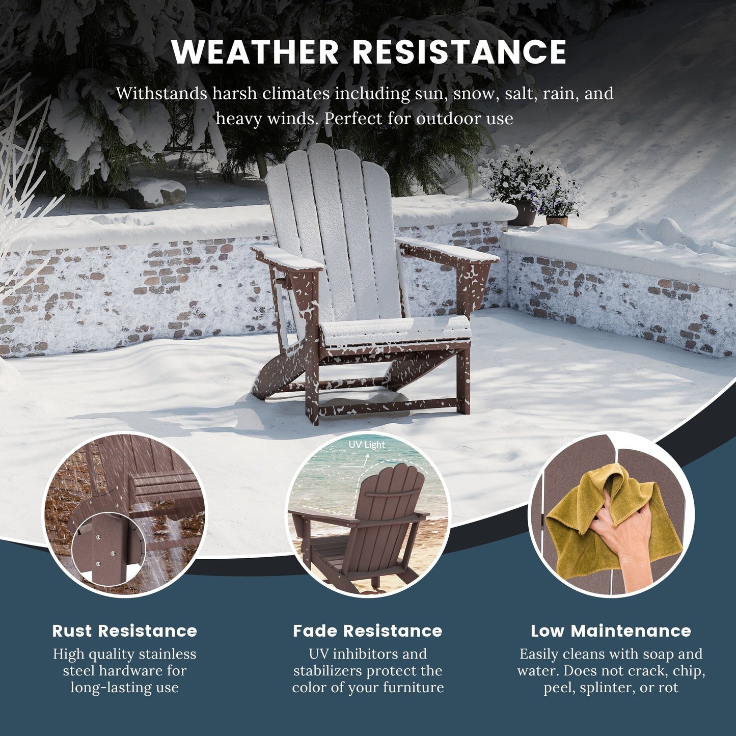 Set di 4 sedie Adirondack da esterno Polytrends Aderson con pouf