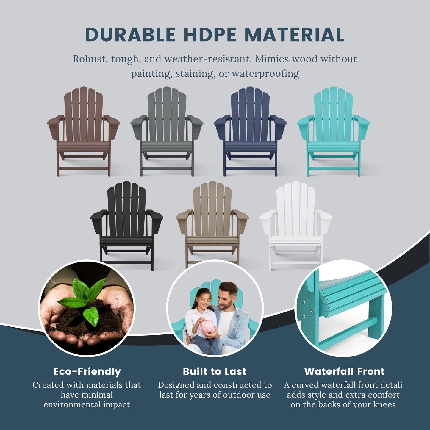 Set di 4 sedie Adirondack da esterno Polytrends Aderson con pouf