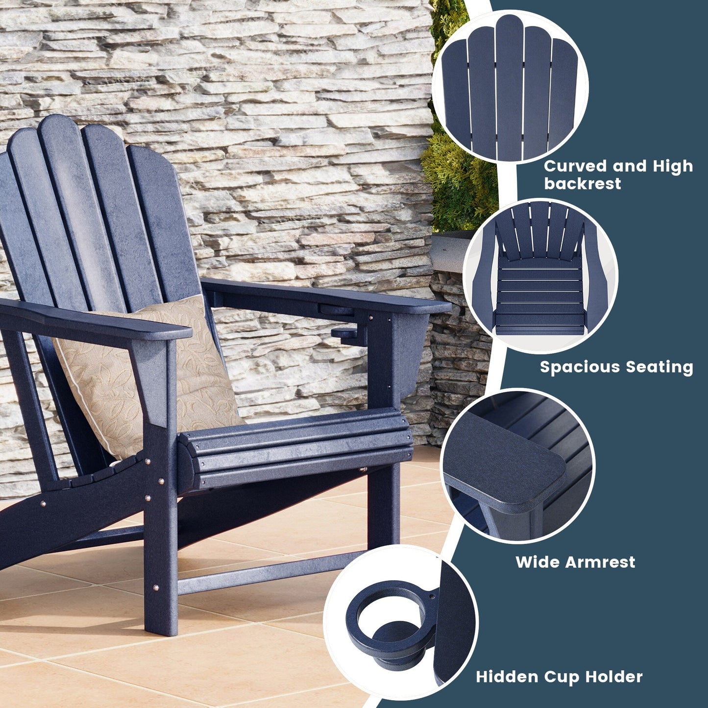 Set di 4 sedie Adirondack da esterno Polytrends Aderson con pouf