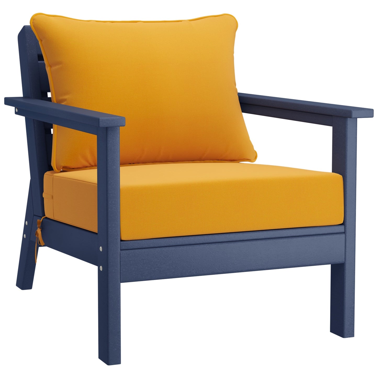 Polytrends Birchwood All Weather HDPE Set da conversazione per esterni da patio blu navy con posti a sedere profondi (set da 5 pezzi)