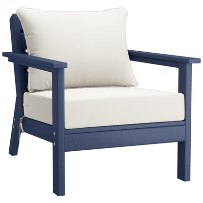 Polytrends Birchwood All Weather HDPE Set da conversazione per esterni da patio blu navy con posti a sedere profondi (set da 5 pezzi)