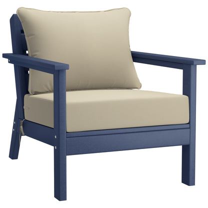 Polytrends Birchwood All Weather HDPE Set da conversazione per esterni da patio blu navy con posti a sedere profondi (set da 5 pezzi)