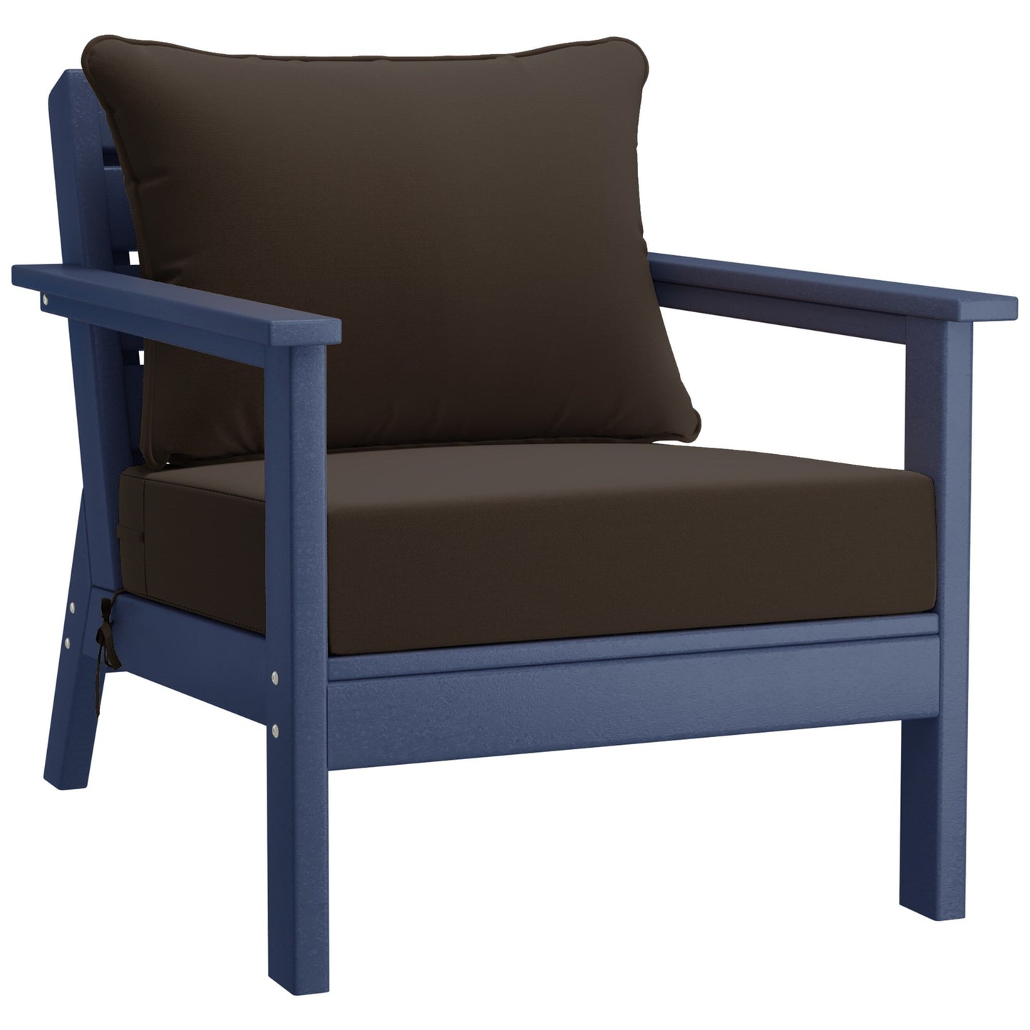 Polytrends Birchwood All Weather HDPE Set da conversazione per esterni da patio blu navy con posti a sedere profondi (set da 5 pezzi)