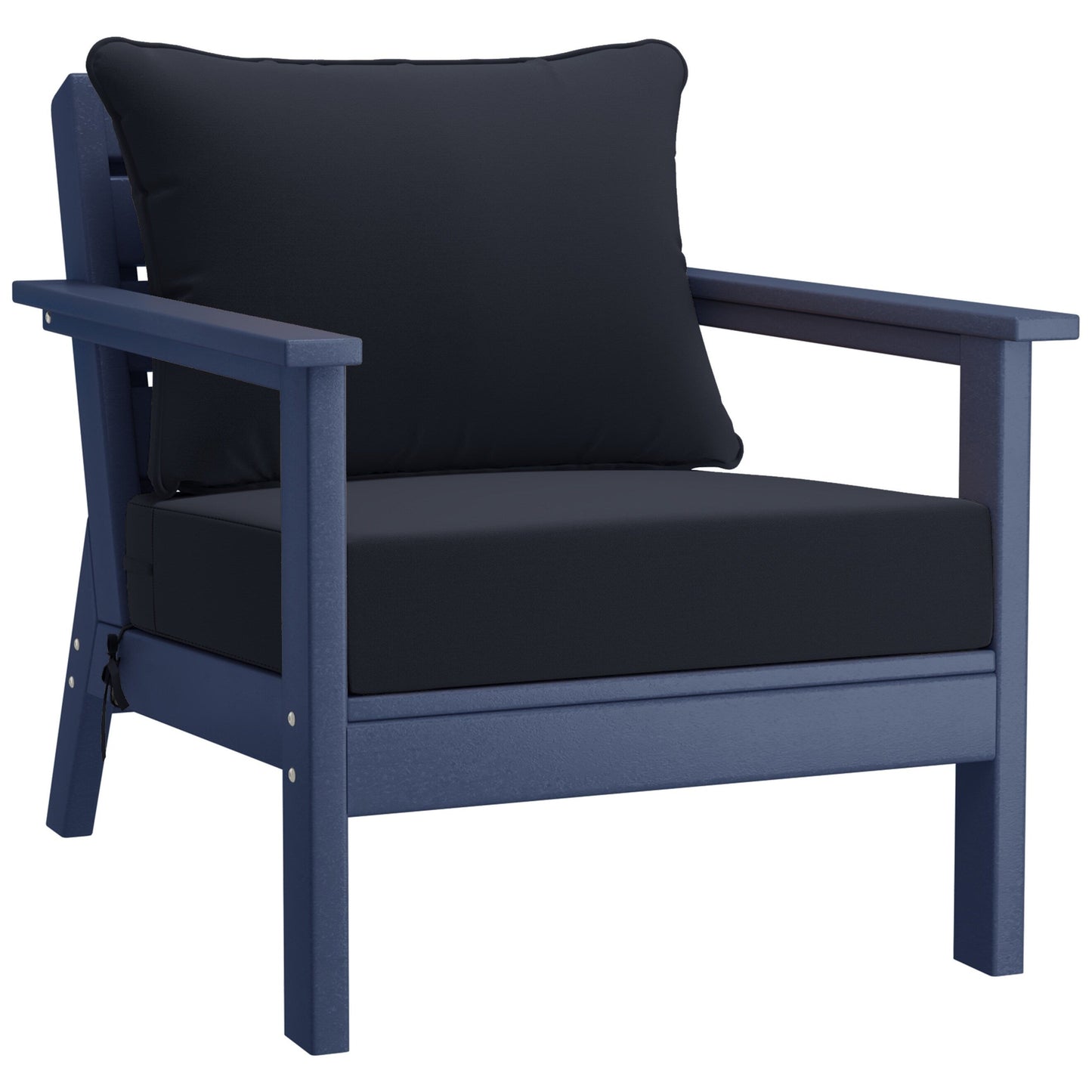 Polytrends Birchwood All Weather HDPE Set da conversazione per esterni da patio blu navy con posti a sedere profondi (set da 5 pezzi)