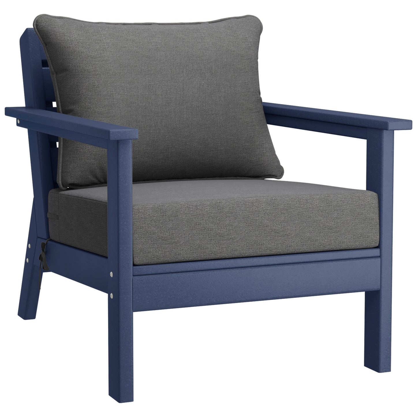 Polytrends Birchwood All Weather HDPE Set da conversazione per esterni da patio blu navy con posti a sedere profondi (set da 5 pezzi)