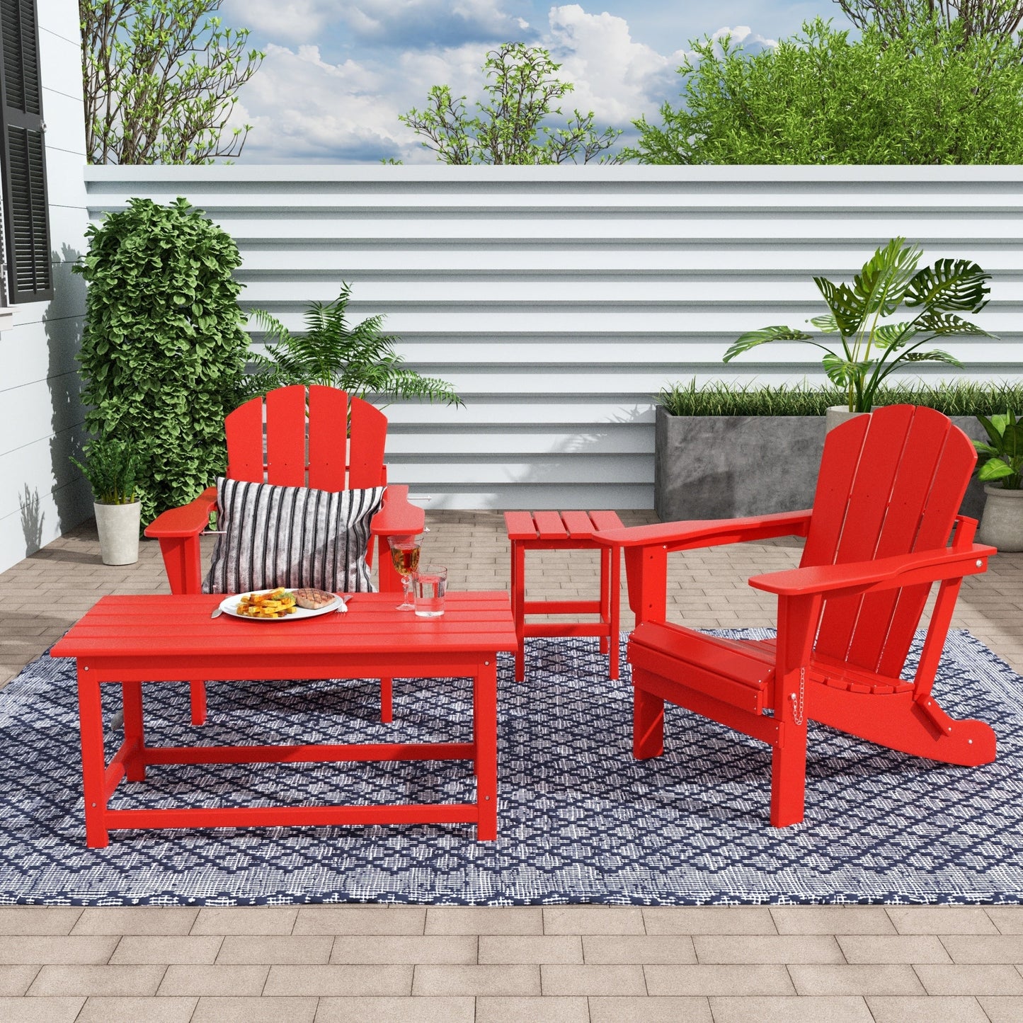 Polytrends Laguna HDPE, set da conversazione per esterni, sedie pieghevoli Adirondack adatte a tutte le stagioni e adatte a tutti i tipi di patio (set da 4 pezzi)