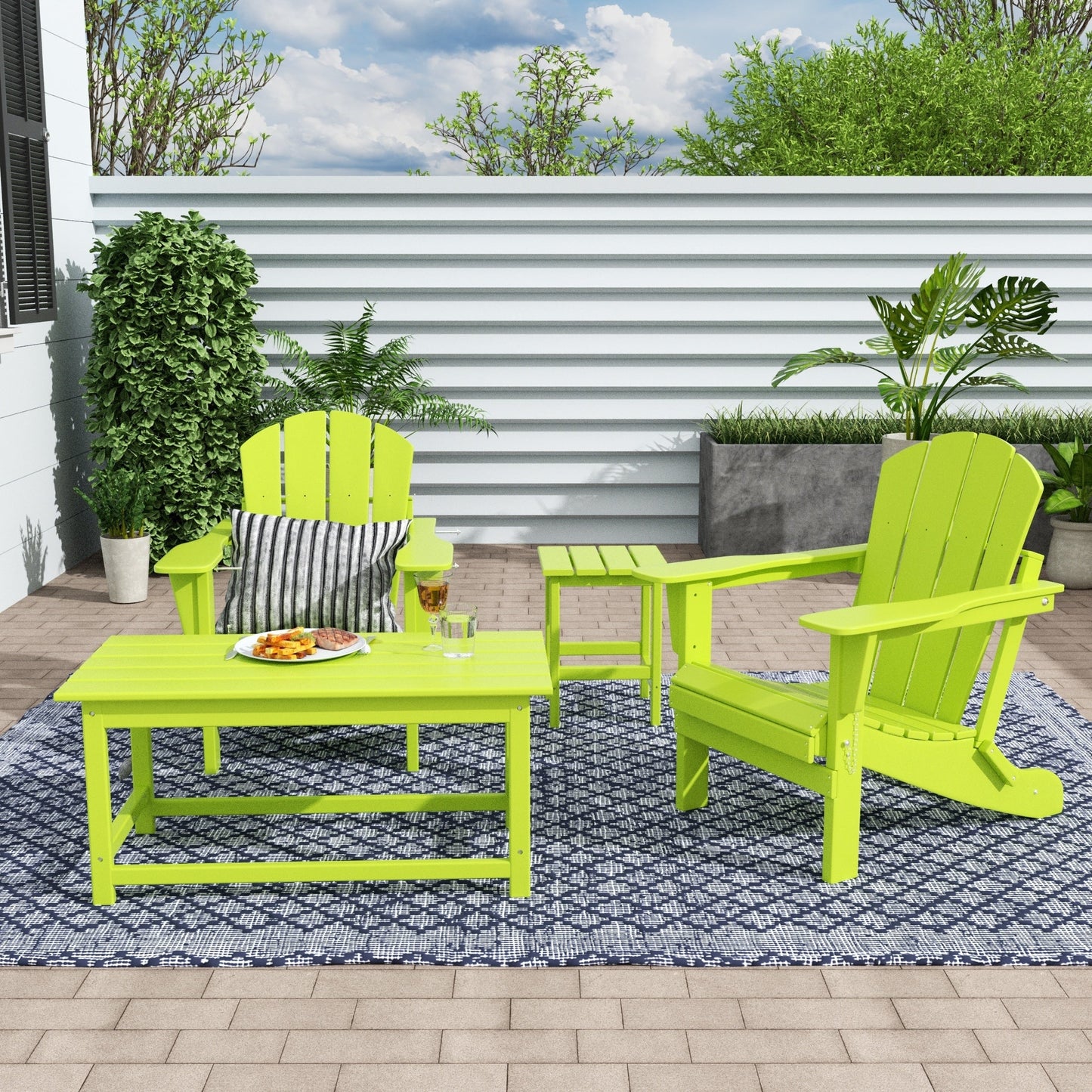 Polytrends Laguna HDPE, set da conversazione per esterni, sedie pieghevoli Adirondack adatte a tutte le stagioni e adatte a tutti i tipi di patio (set da 4 pezzi)