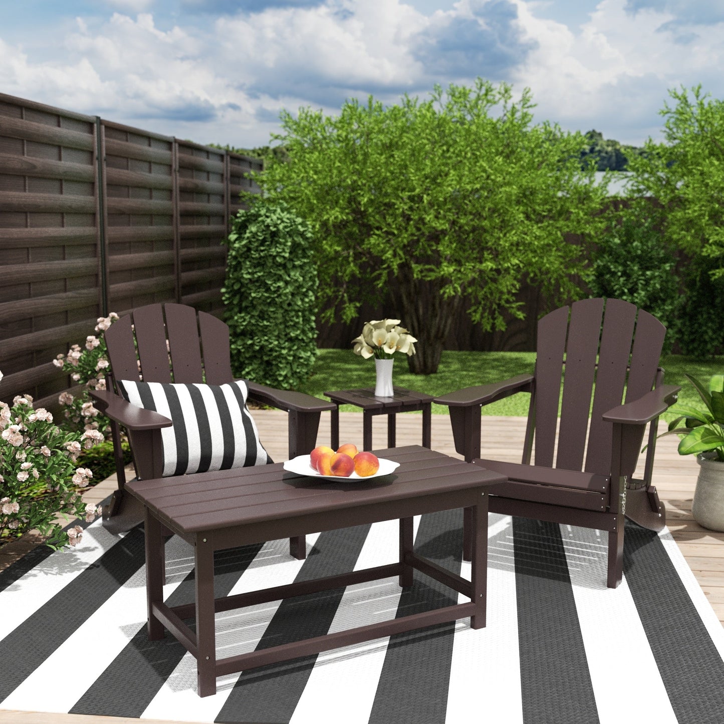 Polytrends Laguna HDPE, set da conversazione per esterni, sedie pieghevoli Adirondack adatte a tutte le stagioni e adatte a tutti i tipi di patio (set da 4 pezzi)