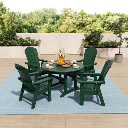 Set di sedie da pranzo rotonde Adirondack per esterni e patio Polytrends Laguna in HDPE, adatte a tutte le stagioni (set da 5 pezzi)