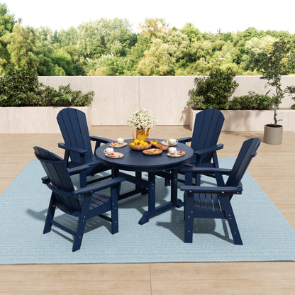 Set di sedie da pranzo rotonde Adirondack per esterni e patio Polytrends Laguna in HDPE, adatte a tutte le stagioni (set da 5 pezzi)