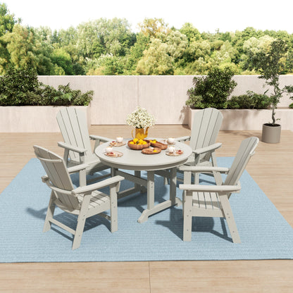 Set di sedie da pranzo rotonde Adirondack per esterni e patio Polytrends Laguna in HDPE, adatte a tutte le stagioni (set da 5 pezzi)