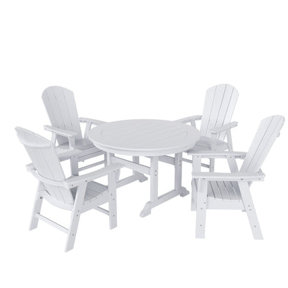 Set di sedie da pranzo rotonde Adirondack per esterni e patio Polytrends Laguna in HDPE, adatte a tutte le stagioni (set da 5 pezzi)