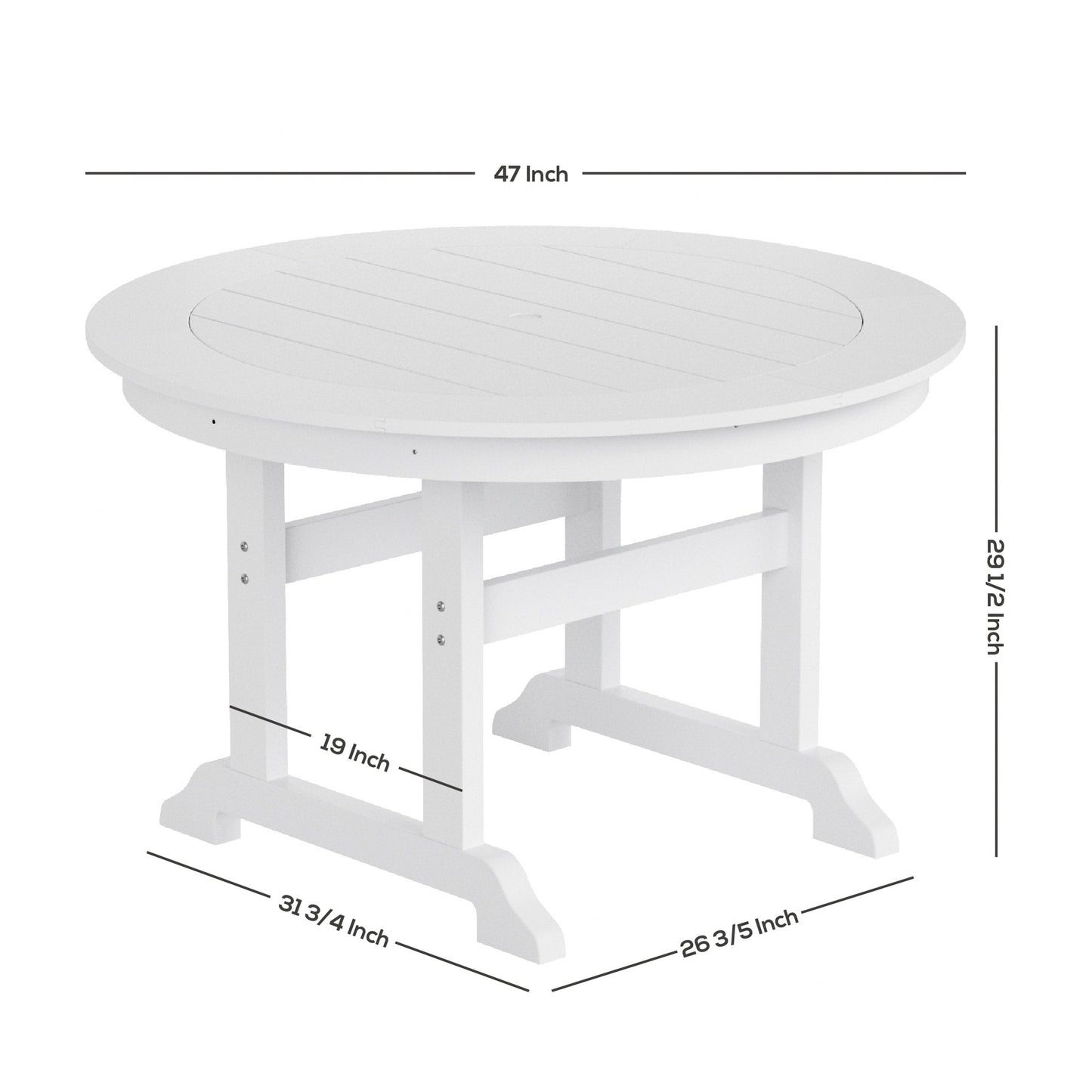 Set di sedie da pranzo rotonde Adirondack per esterni e patio Polytrends Laguna in HDPE, adatte a tutte le stagioni (set da 5 pezzi)