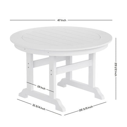 Set di sedie da pranzo rotonde Adirondack per esterni e patio Polytrends Laguna in HDPE, adatte a tutte le stagioni (set da 5 pezzi)