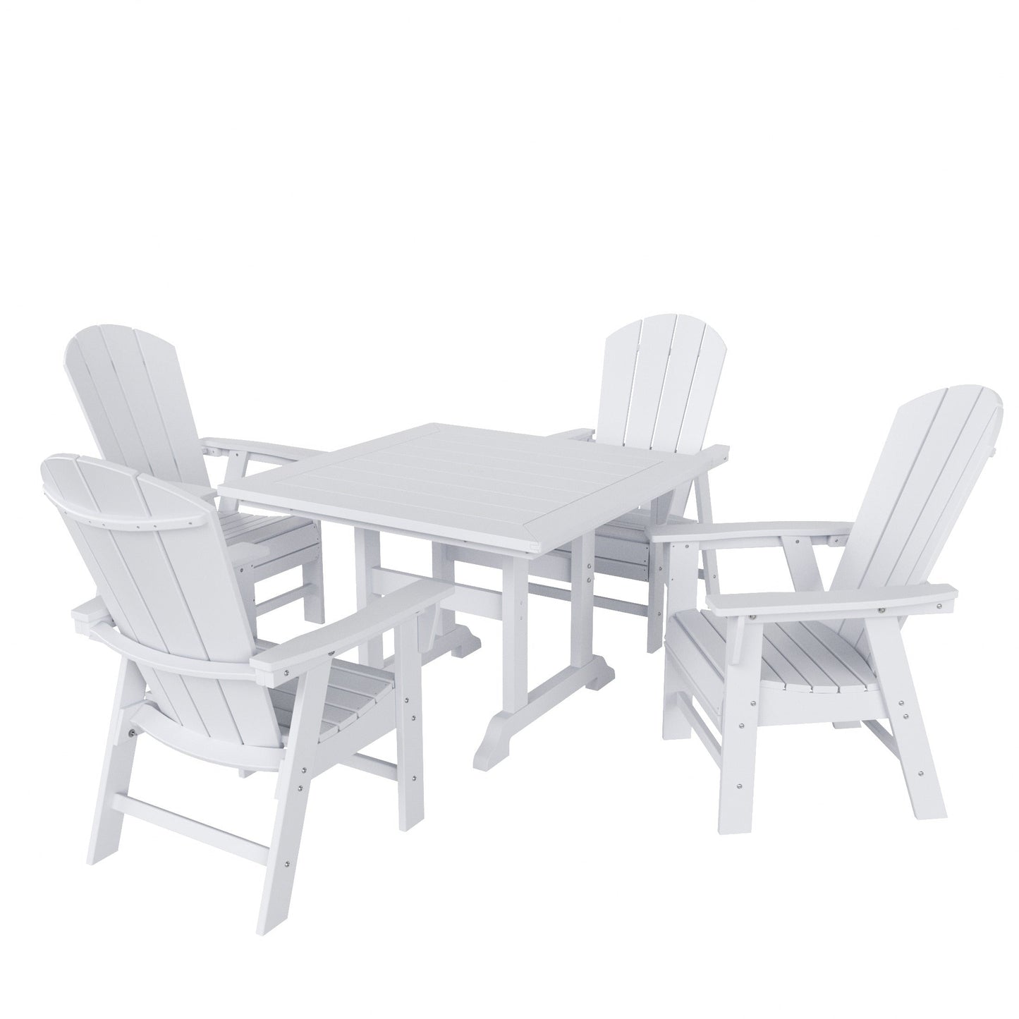 Set di sedie da pranzo quadrate Adirondack Laguna HDPE Polytrends per esterni e patio, adatte a tutte le stagioni (set da 5 pezzi)