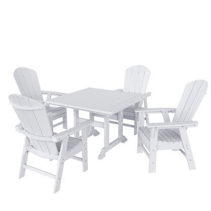 Set di sedie da pranzo quadrate Adirondack Laguna HDPE Polytrends per esterni e patio, adatte a tutte le stagioni (set da 5 pezzi)