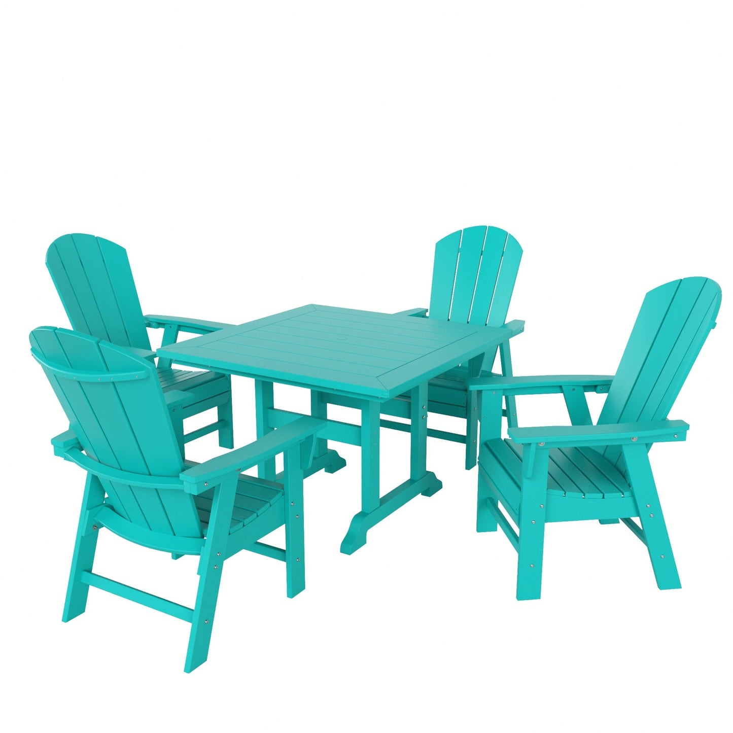Set di sedie da pranzo quadrate Adirondack Laguna HDPE Polytrends per esterni e patio, adatte a tutte le stagioni (set da 5 pezzi)