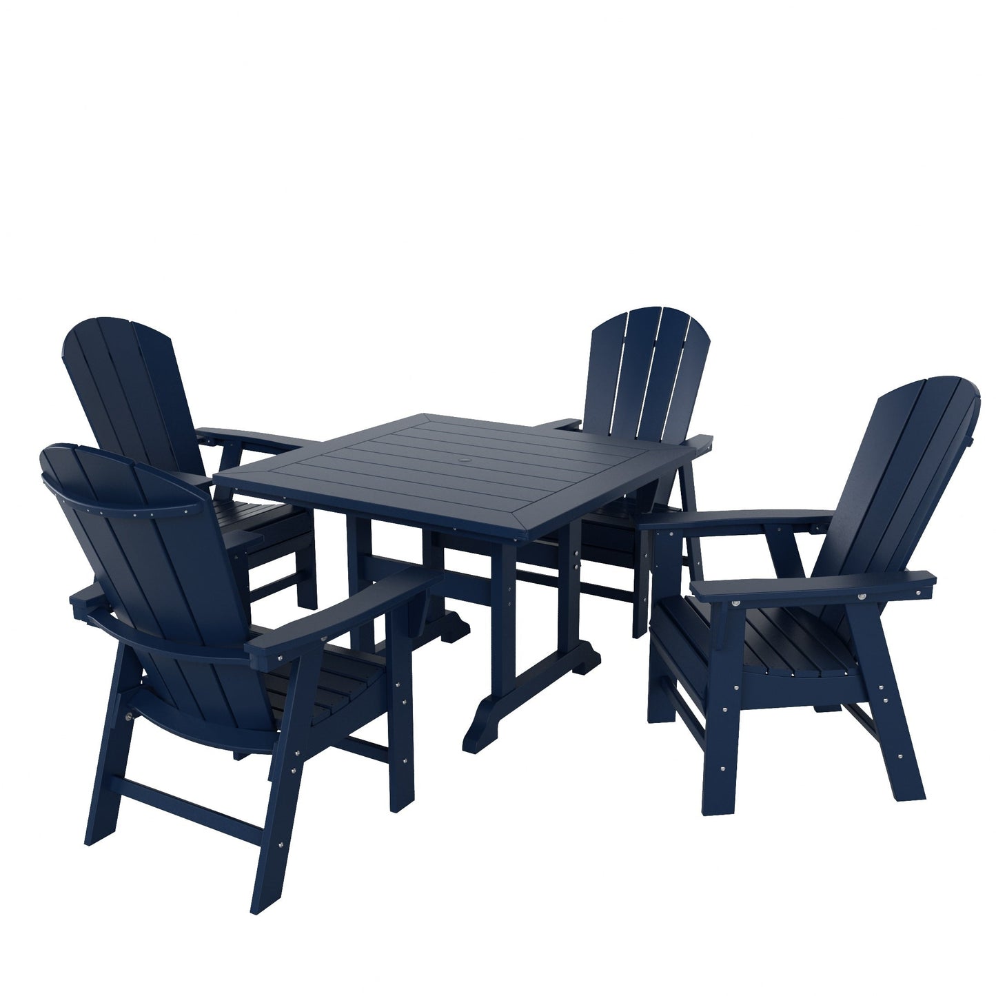 Set di sedie da pranzo quadrate Adirondack Laguna HDPE Polytrends per esterni e patio, adatte a tutte le stagioni (set da 5 pezzi)