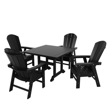 Set di sedie da pranzo quadrate Adirondack Laguna HDPE Polytrends per esterni e patio, adatte a tutte le stagioni (set da 5 pezzi)