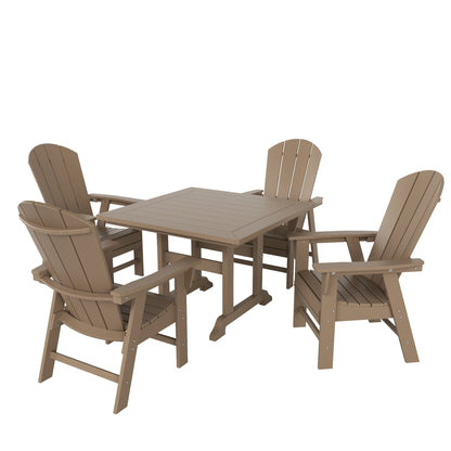 Set di sedie da pranzo quadrate Adirondack Laguna HDPE Polytrends per esterni e patio, adatte a tutte le stagioni (set da 5 pezzi)