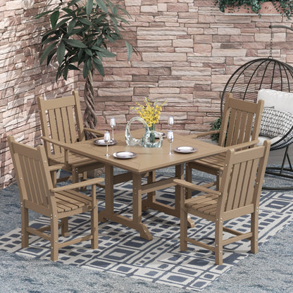 Polytrends Laguna Hdpe Set da pranzo per esterni, adatto a tutte le stagioni, con tavolo quadrato e poltrone (set da 5 pezzi)