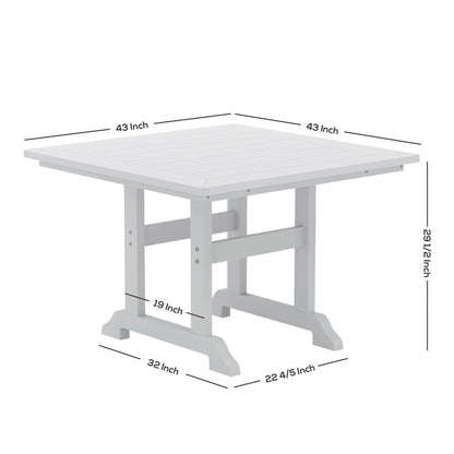 Set di sedie da pranzo quadrate Adirondack Laguna HDPE Polytrends per esterni e patio, adatte a tutte le stagioni (set da 5 pezzi)