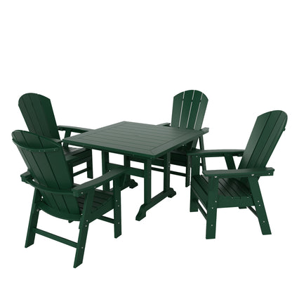 Set di sedie da pranzo quadrate Adirondack Laguna HDPE Polytrends per esterni e patio, adatte a tutte le stagioni (set da 5 pezzi)