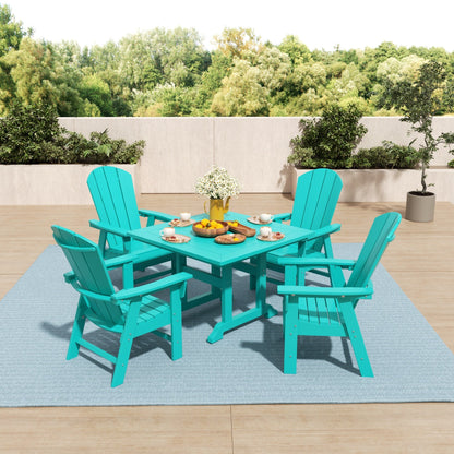 Set di sedie da pranzo quadrate Adirondack Laguna HDPE Polytrends per esterni e patio, adatte a tutte le stagioni (set da 5 pezzi)