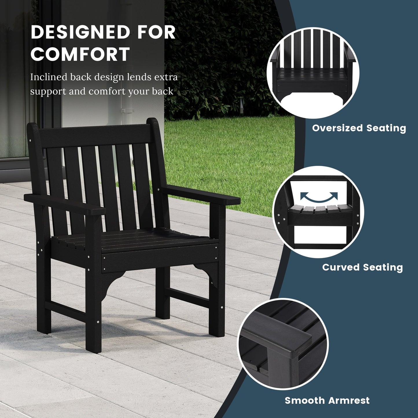 Polytrends Laguna, set da pranzo da giardino con tavolo rettangolare da 6 pezzi per patio e panca